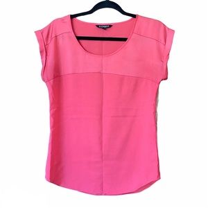 Express Pink Short Sleeve Crew Neck Silky Blouse
